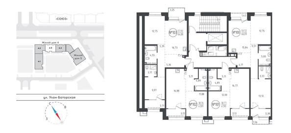 
  Продается 2-комн. квартира 66.14 м², в ЖК СОЮЗ Приорити, дом 4. Фото 1.