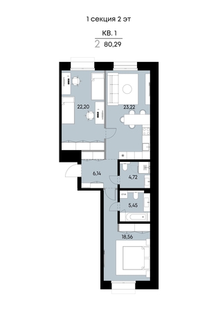 
  Продается 2-комн. квартира 80.29 м², в ЖК ВЕКТОР премиум-квартал, дом 1. Фото 1.