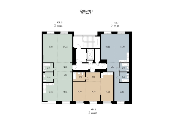 
  Продается 2-комн. квартира 80.29 м², в ЖК ВЕКТОР премиум-квартал, дом 1. Фото 3.