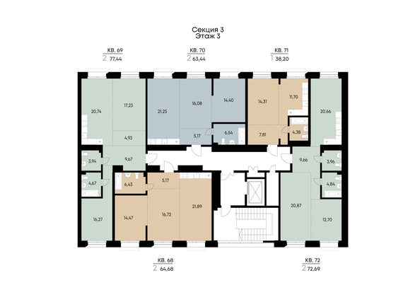 
  Продается 2-комн. квартира 72.69 м², в ЖК ВЕКТОР премиум-квартал, дом 1. Фото 4.