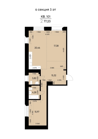 
  Продается 2-комн. квартира 77.23 м², в ЖК ВЕКТОР премиум-квартал, дом 2. Фото 2.