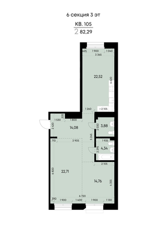 
  Продается 2-комн. квартира 82.29 м², в ЖК ВЕКТОР премиум-квартал, дом 2. Фото 2.