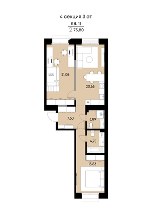 
  Продается 2-комн. квартира 73.8 м², в ЖК ВЕКТОР премиум-квартал, дом 2. Фото 1.