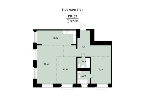 
  Продается 3-комн. квартира 97.8 м², в ЖК ВЕКТОР премиум-квартал, дом 2. Фото 2.