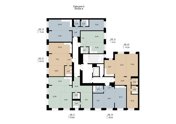 
  Продается 2-комн. квартира 59.46 м², в ЖК ВЕКТОР премиум-квартал, дом 2. Фото 3.