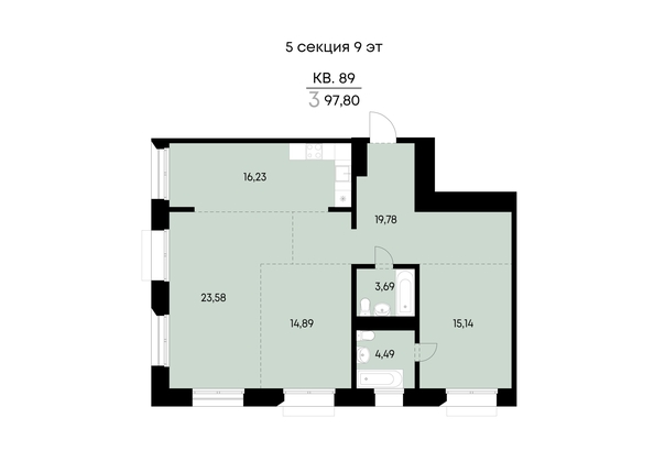 
  Продается 3-комн. квартира 97.8 м², в ЖК ВЕКТОР премиум-квартал, дом 2. Фото 2.