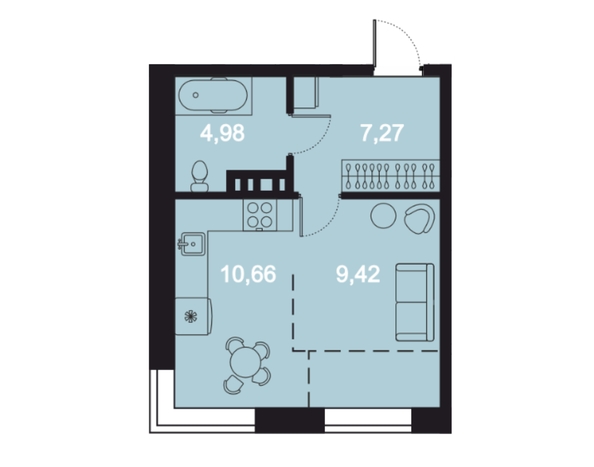 
  Продается 1-комн. квартира 34.93 м², в ЖК Клубный дом РиверАнг. Фото 1.
