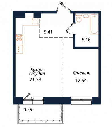 
  Продается 1-комн. квартира 49 м². Фото 26.