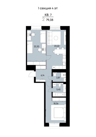 
  Продается 2-комн. квартира 79.38 м², в ЖК ВЕКТОР премиум-квартал, дом 1. Фото 1.