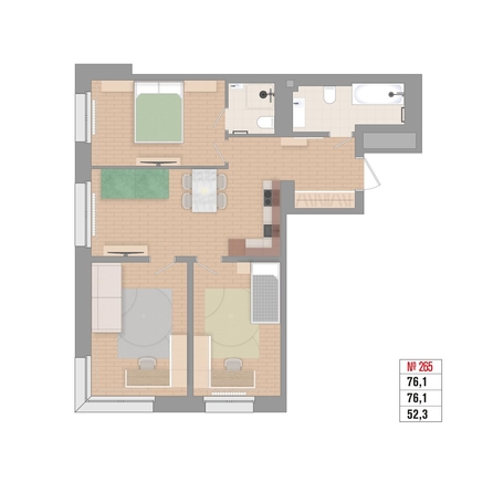 
  Продается 4-комн. квартира 76.1 м², в ЖК Стрижи Сити, блок-секции 6,7. Фото 2.