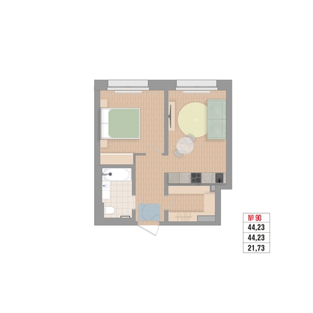 
  Продается 2-комн. квартира 44.11 м², в ЖК Стрижи Сити, блок-секции 6,7. Фото 1.