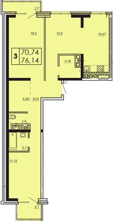 
  Продается 3-комн. квартира 76.14 м², в ЖК Мега, дом 4. Фото 1.
