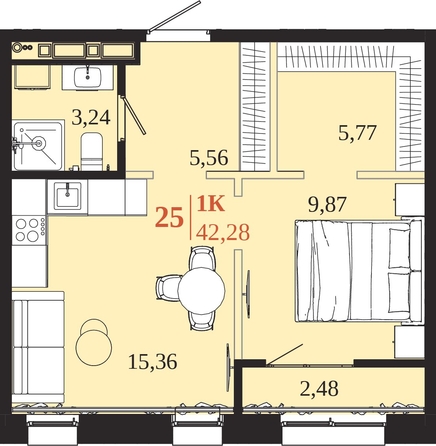 
  Продается 1-комн. квартира 42.28 м², в ЖК 1661. Фото 1.