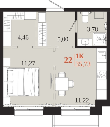 
  Продается 1-комн. квартира 35.73 м², в ЖК 1661. Фото 1.