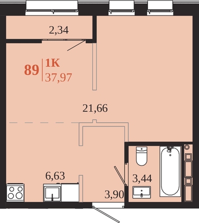 
  Продается 1-комн. квартира 37.97 м², в ЖК 1661. Фото 1.