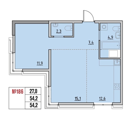 
  Продается 2-комн. квартира 54.2 м², в ЖК Квартал Стрижи, 3 очередь, дом 1. Фото 1.