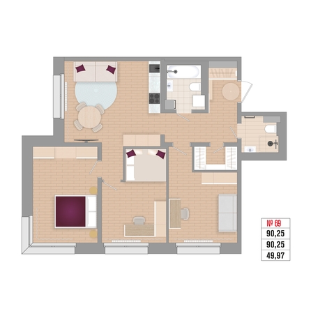 
  Продается 3-комн. квартира 84.6 м², в ЖК Стрижи Сити, блок-секции 6,7. Фото 5.