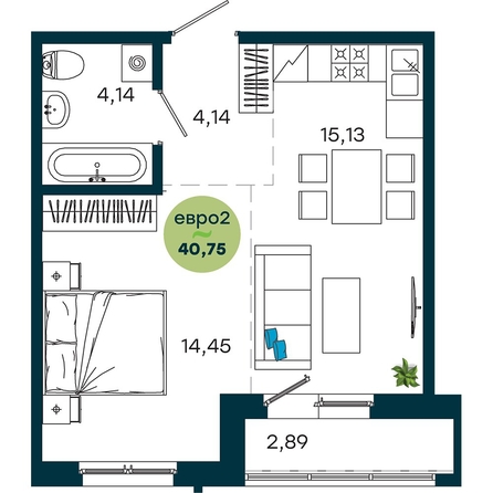 
  Продается 1-комн. квартира 40.75 м², в  ЖиВой комплекс на Кузьмихе. Фото 2.