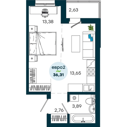 
  Продается 1-комн. квартира 36.31 м², в  ЖиВой комплекс на Кузьмихе. Фото 2.