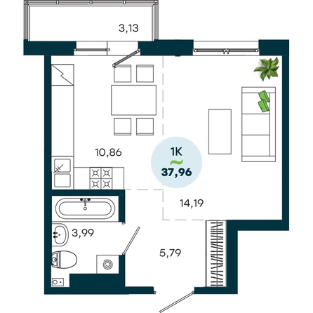 
  Продается 1-комн. квартира 37.96 м², в  ЖиВой комплекс на Кузьмихе. Фото 2.