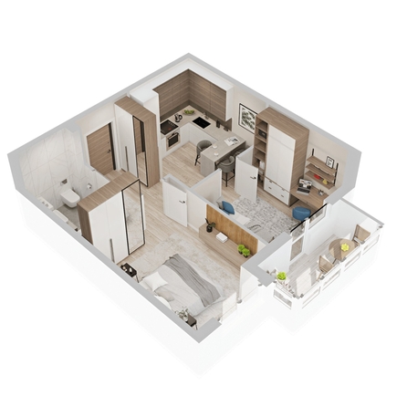 
  Продается 1-комн. квартира 44.61 м², в  ЖиВой комплекс на Кузьмихе. Фото 1.