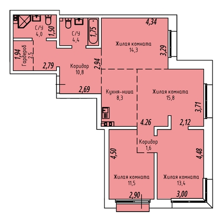 
  Продается 4-комн. квартира 87.6 м², в ЖК Стрижи Сити, блок-секции 8,9. Фото 1.
