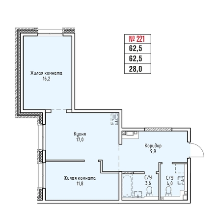 
  Продается 2-комн. квартира 62.5 м², в ЖК Стрижи Сити, блок-секции 6,7. Фото 4.