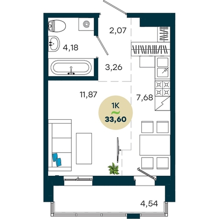 
  Продается 1-комн. квартира 33.6 м², в  ЖиВой комплекс на Кузьмихе. Фото 2.