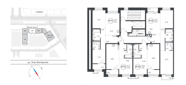 
  Продается 2-комн. квартира 66.11 м², в ЖК СОЮЗ Приорити, дом 4. Фото 1.