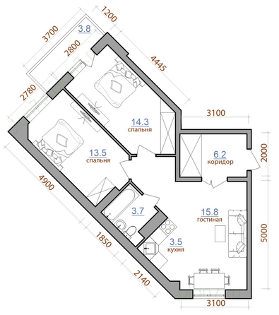 
  Продается 3-комн. квартира 65.7 м². Фото 1.