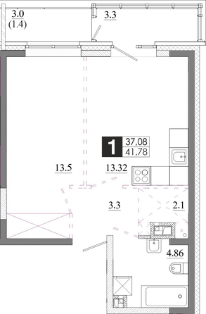 
  Продается 1-комн. квартира 41.78 м², в ЖК Первый Ленинский квартал, Дом 6. Фото 1.
