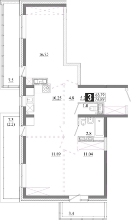 
  Продается 3-комн. квартира 76.89 м², в ЖК Первый Ленинский квартал, Дом 6. Фото 1.