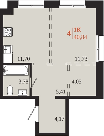 
  Продается 1-комн. квартира 40.84 м², в ЖК 1661. Фото 1.