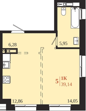 
  Продается 1-комн. квартира 39.14 м², в ЖК 1661. Фото 1.