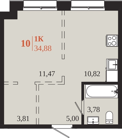 
  Продается 1-комн. квартира 34.88 м², в ЖК 1661. Фото 1.