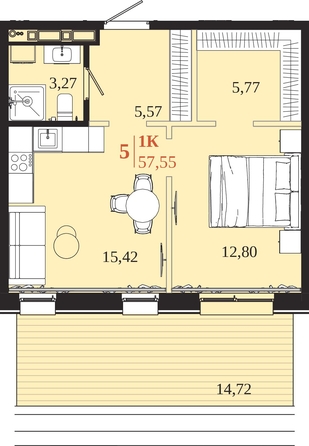
  Продается 1-комн. квартира 57.55 м², в ЖК 1661. Фото 1.