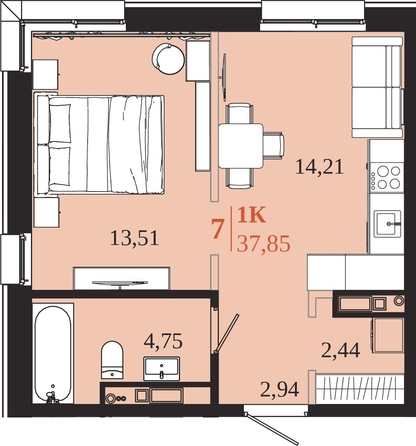 
  Продается 1-комн. квартира 37.85 м², в ЖК 1661. Фото 1.