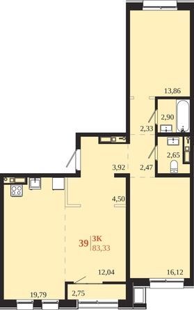 
  Продается 3-комн. квартира 83.33 м², в ЖК 1661. Фото 1.
