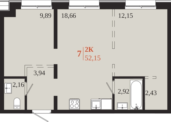 
  Продается 2-комн. квартира 52.15 м², в ЖК 1661. Фото 1.