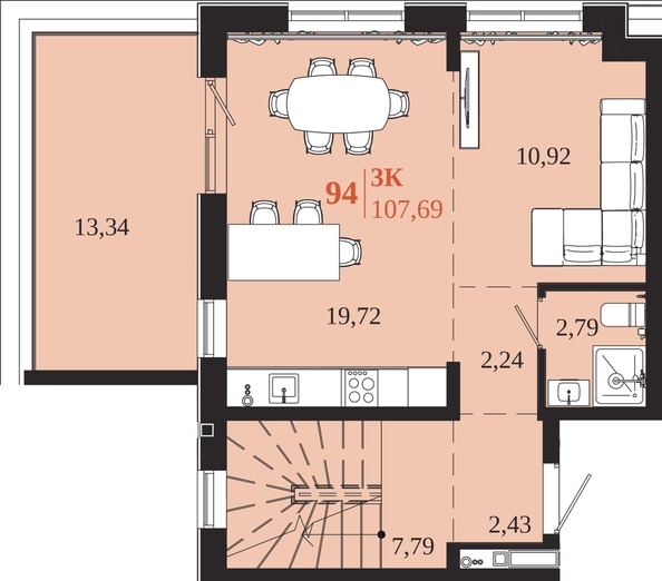 
  Продается 3-комн. квартира 107.69 м², в ЖК 1661. Фото 1.