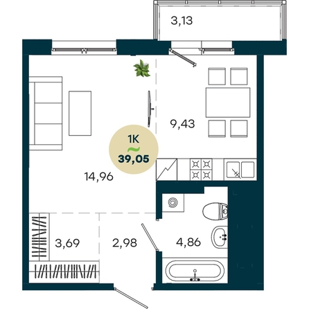 
  Продается 1-комн. квартира 39.05 м², в  ЖиВой комплекс на Кузьмихе. Фото 2.