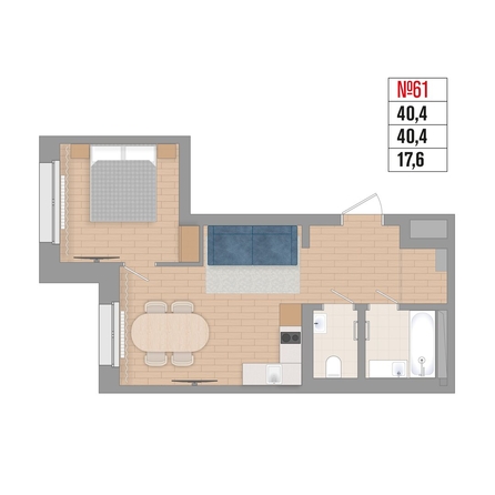 
  Продается 2-комн. квартира 40.4 м², в ЖК Стрижи Сити, блок-секции 6,7. Фото 2.