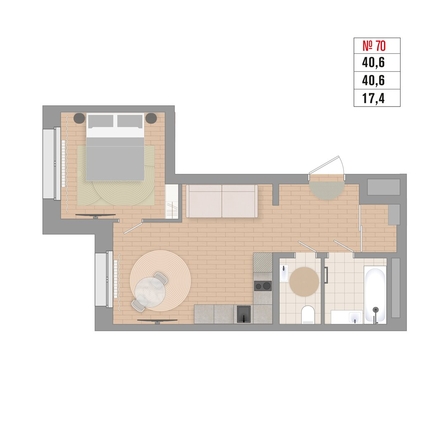 
  Продается 2-комн. квартира 40.6 м², в ЖК Стрижи Сити, блок-секции 6,7. Фото 2.