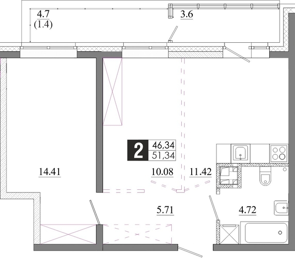 
  Продается 2-комн. квартира 51.34 м², в ЖК Первый Ленинский квартал, Дом 6. Фото 1.