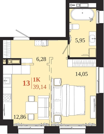 
  Продается 1-комн. квартира 39.14 м², в ЖК 1661. Фото 1.