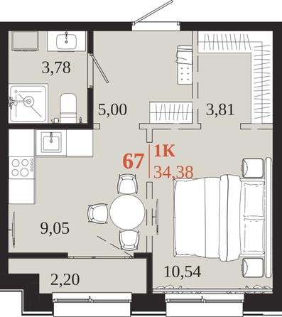 
  Продается 1-комн. квартира 34.38 м², в ЖК 1661. Фото 1.