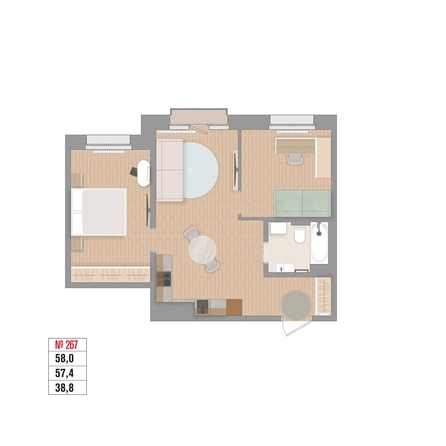 
  Продается 3-комн. квартира 58 м², в ЖК Стрижи Сити, блок-секции 6,7. Фото 2.