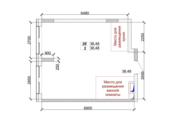 
   Продам 2-комнатную, 38.48 м², 7 высот, дом 9

. Фото 2.