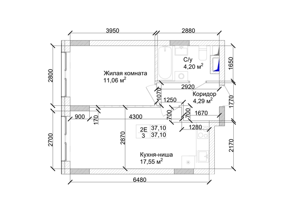 
   Продам 2-комнатную, 38.13 м², 7 высот, дом 9

. Фото 1.