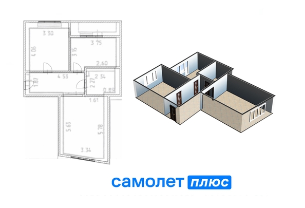 
   Продам 3-комнатную, 56.8 м², Ульяны Громовой ул, 7а

. Фото 2.